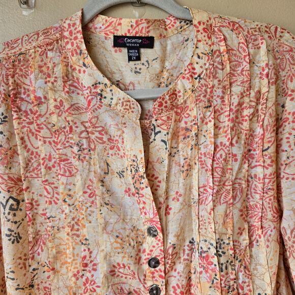 Cocomo Womens Top Size 2X Pink Floral Paisley Blouse Flowy Boho Career - Picture 2 of 8